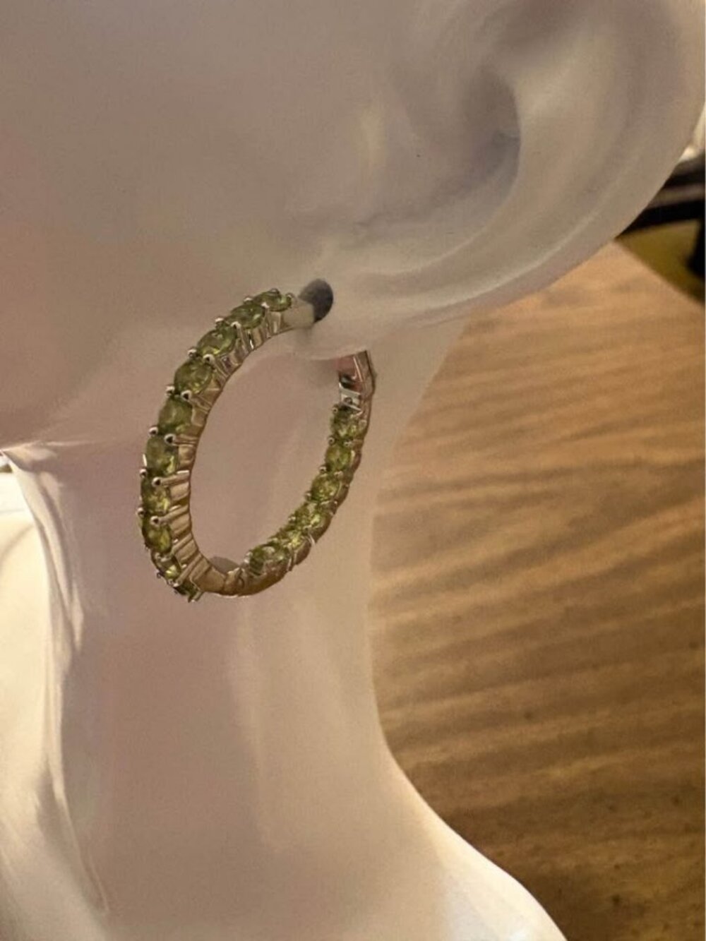 Silver Peridot Hoop Earrings